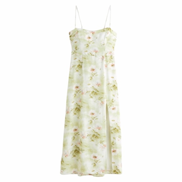 Abercrombie & Fitch Dresses & Skirts - NWT Abercrombie & Fitch The A&F Camille Midi Dress In Light Green Floral Size LP